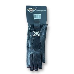 Harley Davidson Leather Gloves Womens XS 97368-10VW /002S Bling Full Finger NWT